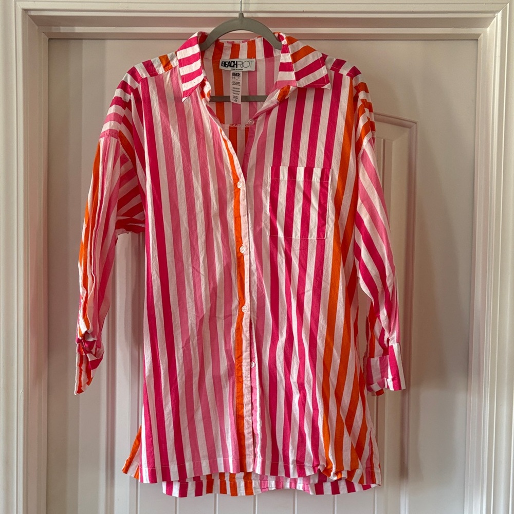 Beach Riot Pink and Orange Striped Top